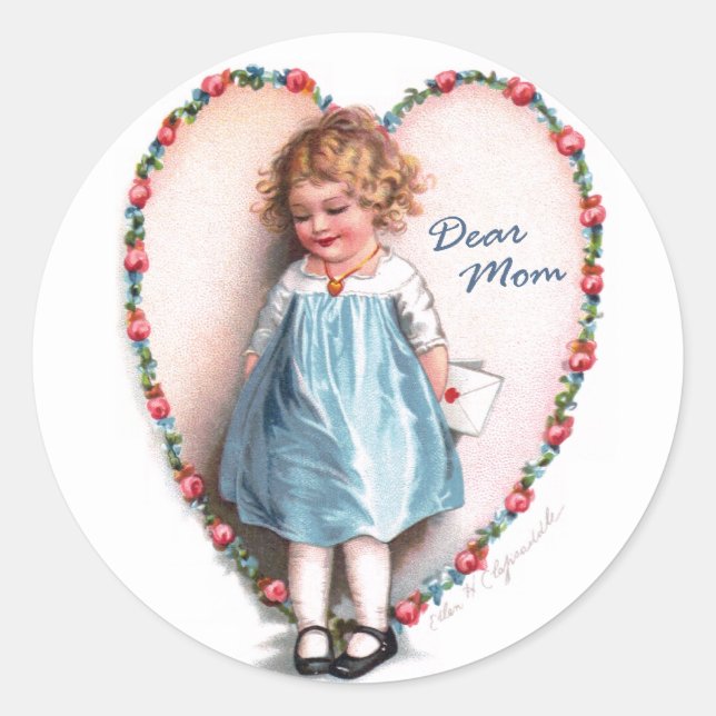 Sticker Rond Ellen H. Clapsaddle : Chère maman (Devant)