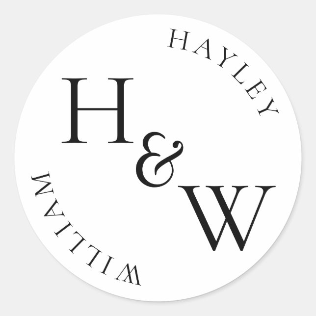 Sticker Rond Ellesmere Monogramme mariage Faveur (Devant)