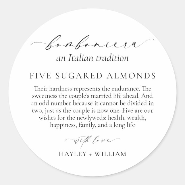 Sticker Rond Ellesmere Une Tradition Italienne 5 Amandes De Suc (Devant)