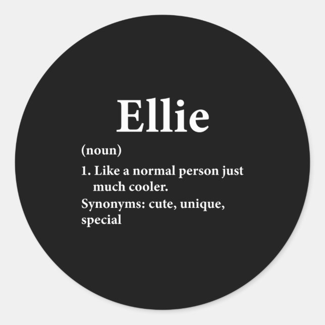 Sticker Rond Ellie Name Definition  (Devant)