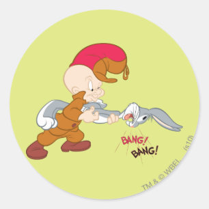 Sticker Rond ELMER FUDD™ et BUGS BUNNY™