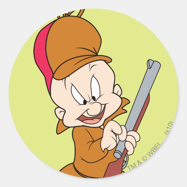 Sticker Rond ELMER FUDD™ Prêt à chasser (Devant)