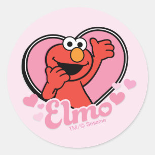 Sticker Rond Elmo dans la Saint-Valentin cœur
