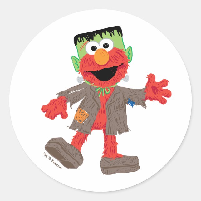 Sticker Rond Elmo | Déguisement de Frankenstein (Devant)