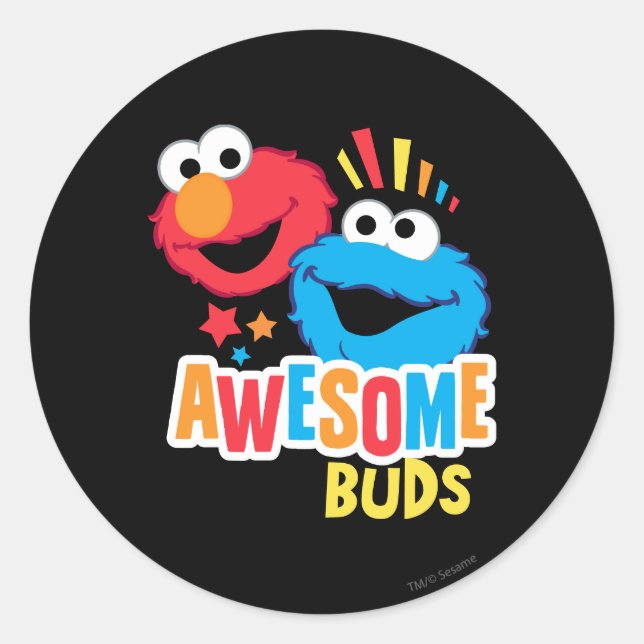 Sticker Rond Elmo et Cookie Awesome Buds (Devant)