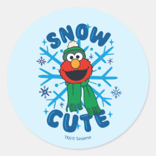 Sticker Rond Elmo Neige Mignon