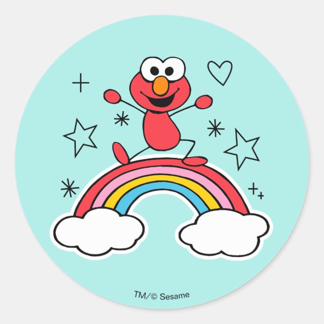 Sticker Rond Elmo Rainbow Doodley Graphic (Devant)