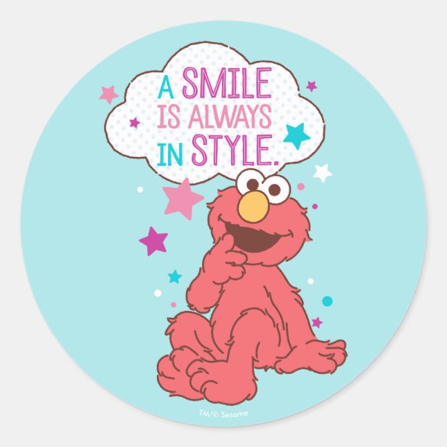 Sticker Rond Elmo | Un sourire est toujours dans le style (Devant)