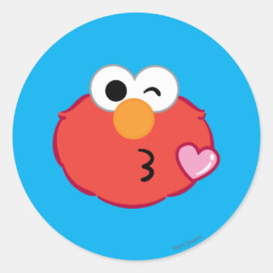 Sticker Rond Elmo Visage Envoyant un Bisou