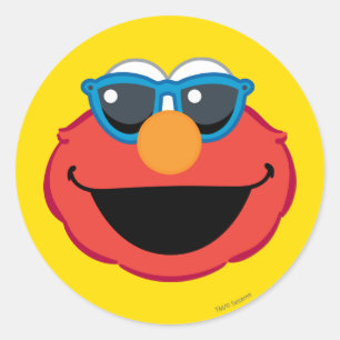 Sticker Rond Elmo visage souriant avec lunettes de soleil