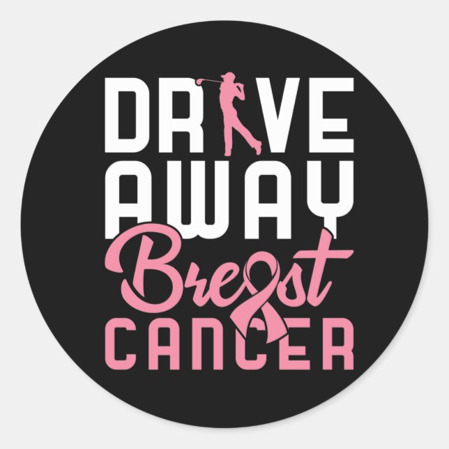 Sticker Rond Éloigner le cancer du sein (Devant)