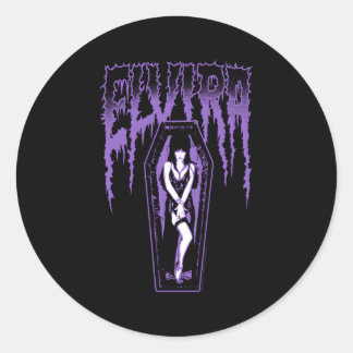 Sticker Rond Elvira Maîtresse Du Nom Foncé Purple Coffin