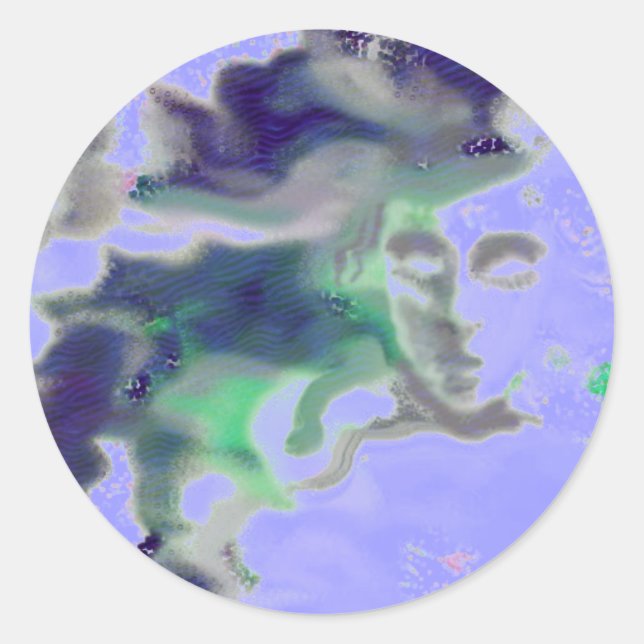 Sticker Rond Elvish face - un dessin numérique, art imaginaire (Devant)