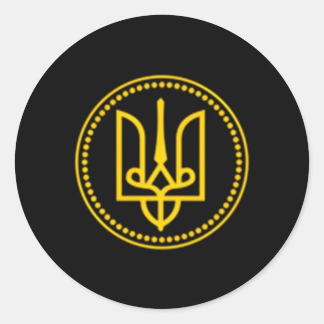 Sticker Rond Emb ukrainien du président Volodymyr Zelensky Ukra (Devant)