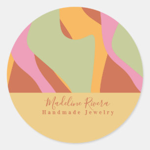 Sticker Rond Emballage Artisanal Groovy Waves 