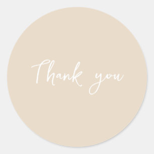 Sticker Rond Emballage cadeau beige chic Merci Entreprise