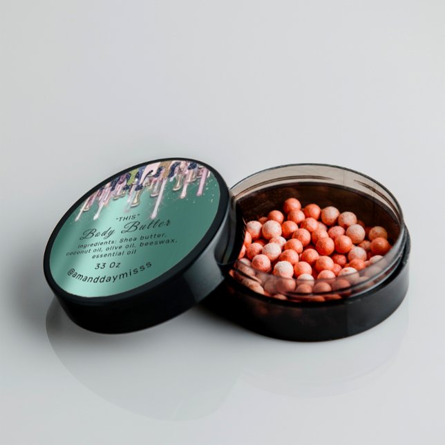Sticker Rond Emballage de beurre de corps en ligne Beauté Shop  (Body Butter Packaging Online Beauty Shop Mint Drip Classic Round Sticker)