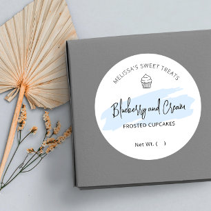 Sticker Rond Emballage de boulangerie à l'aquarelle bleu clair 