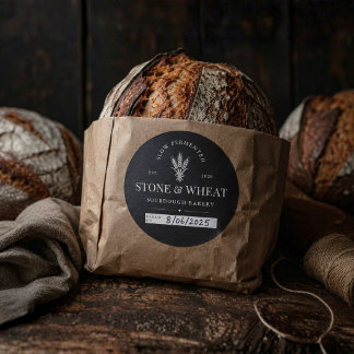 Sticker Rond Emballage de boulangerie artisanale au levain cuit