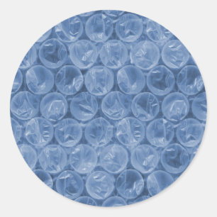 Sticker Rond Emballage de bulle bleue