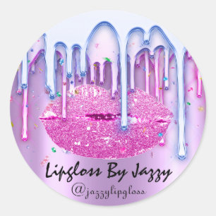 Sticker Rond Emballage de maquillage rose Bluei