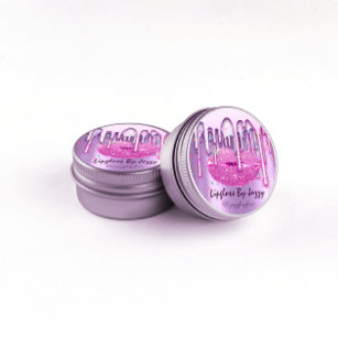 Sticker Rond Emballage de maquillage rose Confetti Lipgloss