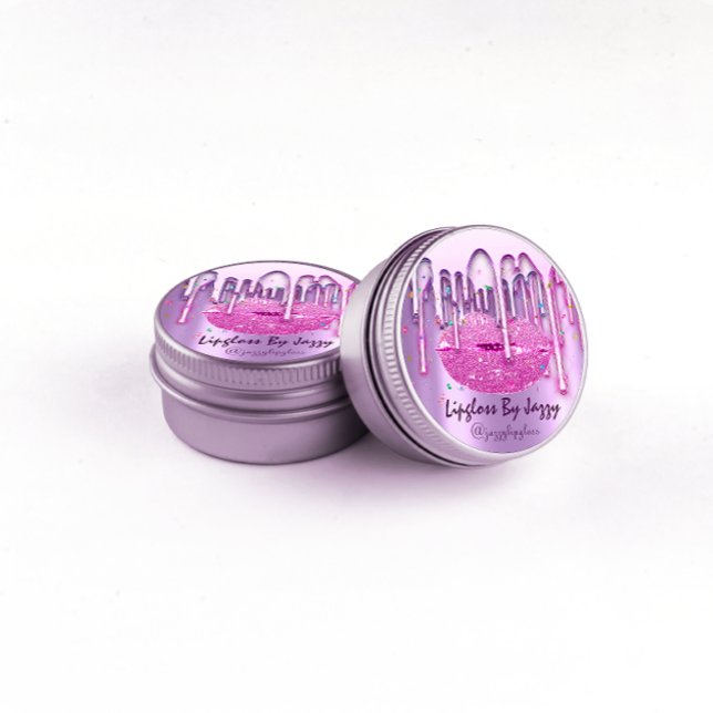 Sticker Rond Emballage de maquillage rose Confetti Lipgloss (Créateur téléchargé)