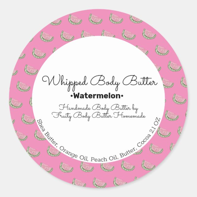 Sticker Rond Emballage de marque de bain à l'aquarelle pastèque (Devant)
