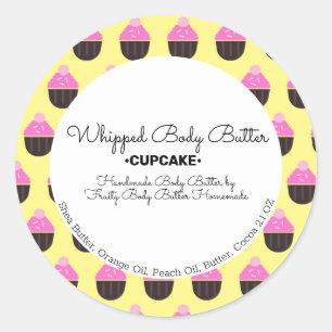 Sticker Rond Emballage de marque de bain de beurre de cupcake