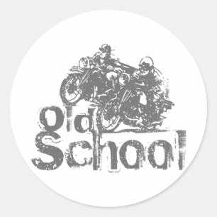 Sticker Rond Emballage de moto de vieille école