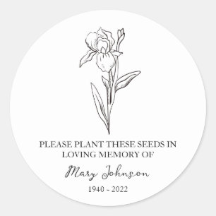 Sticker Rond Emballage de semences funéraires Iris Memorial