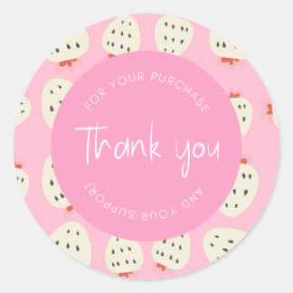 Sticker Rond Emballage "Merci" du Motif de fraises mignonne
