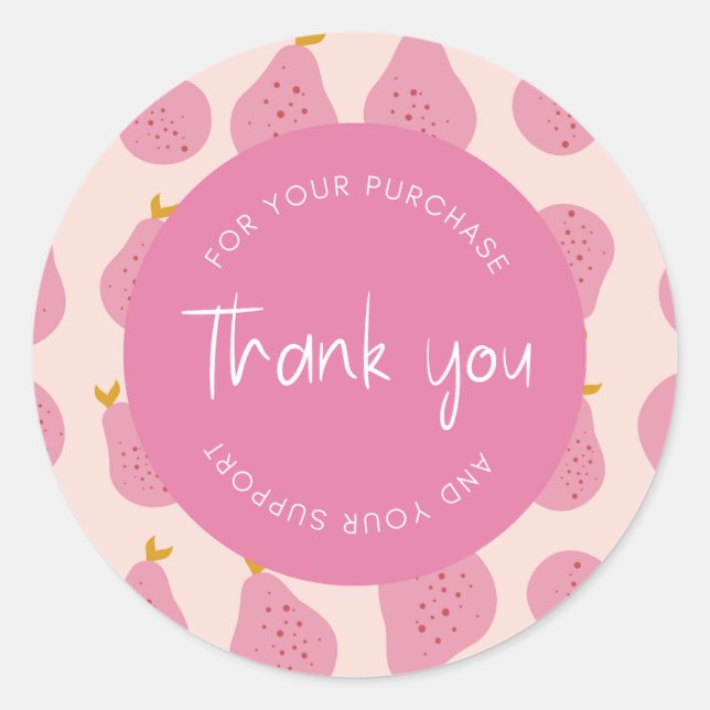 Sticker Rond Emballage Motif "Merci" Feminine Cute (Devant)