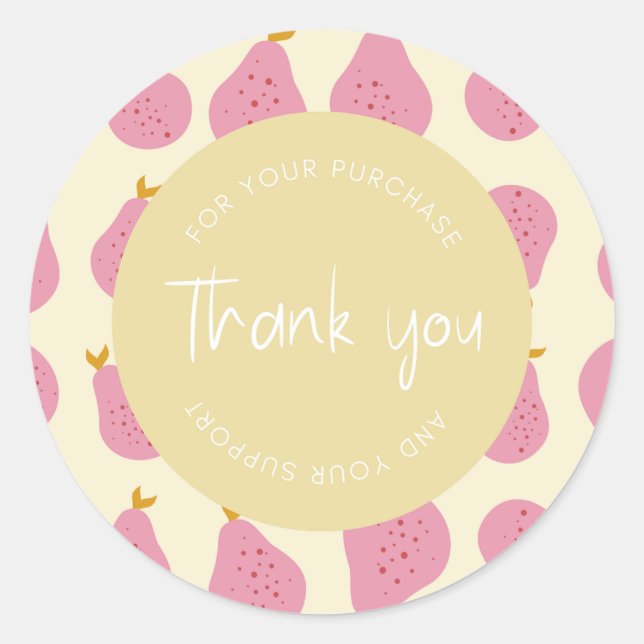 Sticker Rond Emballage Motif "Merci" Feminine Cute (Devant)