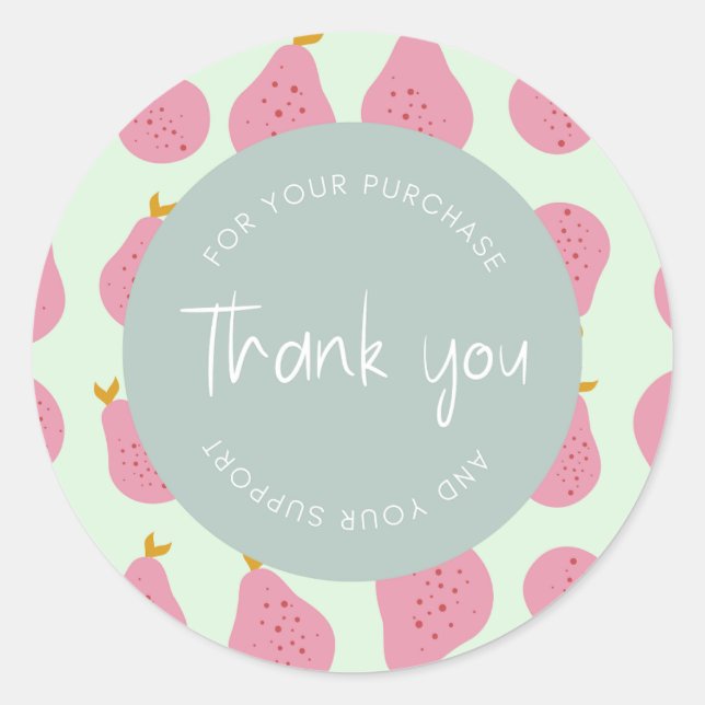 Sticker Rond Emballage Motif "Merci" Feminine Cute (Devant)