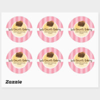 Sticker Rond Emballage rose de dessert de boulangerie de gâteau