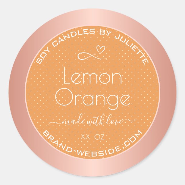Sticker Rond Emballage Rose doré parfumé citron orange (Devant)