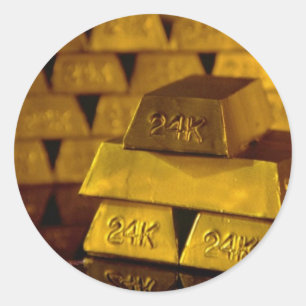 Sticker Rond Emballages de barres d'or
