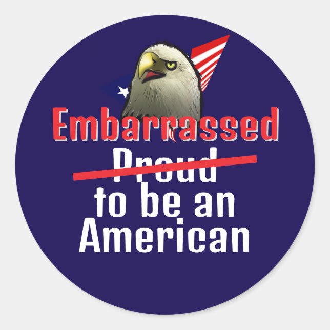 Sticker Rond Embarrassé d'être un Américain (Devant)