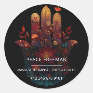 Sticker Rond Ember Lotus Conception de la main Hamsa