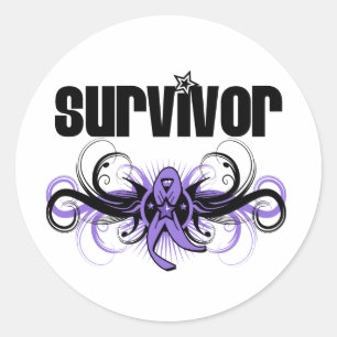 Sticker Rond Emblème à ailes de Hodgkins Lymphoma Survivor Grun