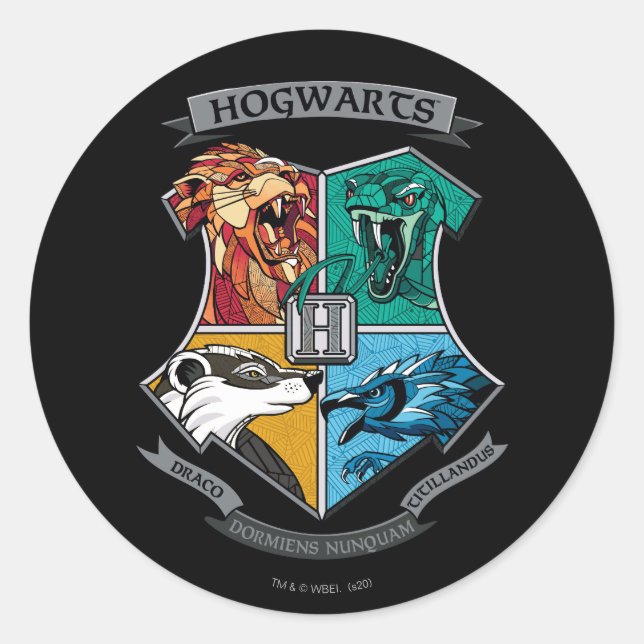 Sticker Rond Emblème croisé HOGWARTS™ (Devant)