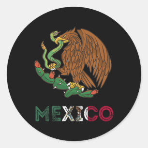 Sticker Rond Emblème d'aigle mexicain Drapeau mexicain Pride Ci