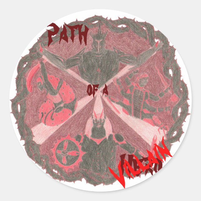 Sticker Rond Emblème de "Chemin d'un héros" des méchants (avec  (Devant)
