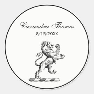 Sticker Rond Emblème de crête au lion héraldique debout