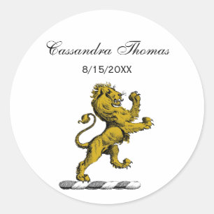 Sticker Rond Emblème de crête de lion debout héraldique C