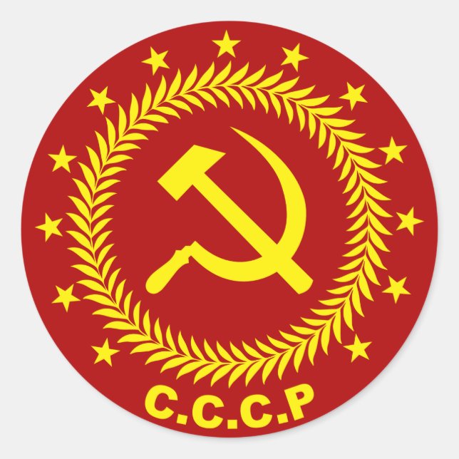 Sticker Rond Emblème de faucille marteau du CCCP (Devant)