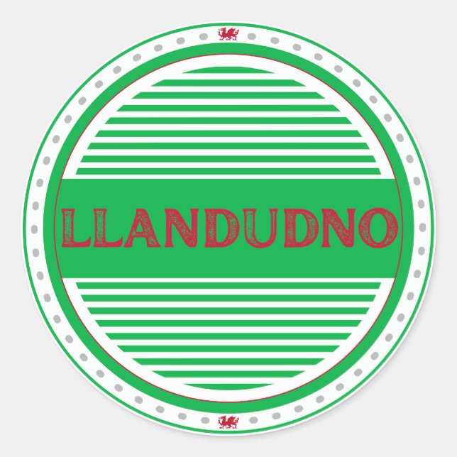 Sticker Rond Emblème de fierté de la ville de Llandudno – Ident (Devant)