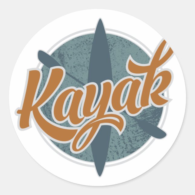 Sticker Rond Emblème de Kayak (Devant)