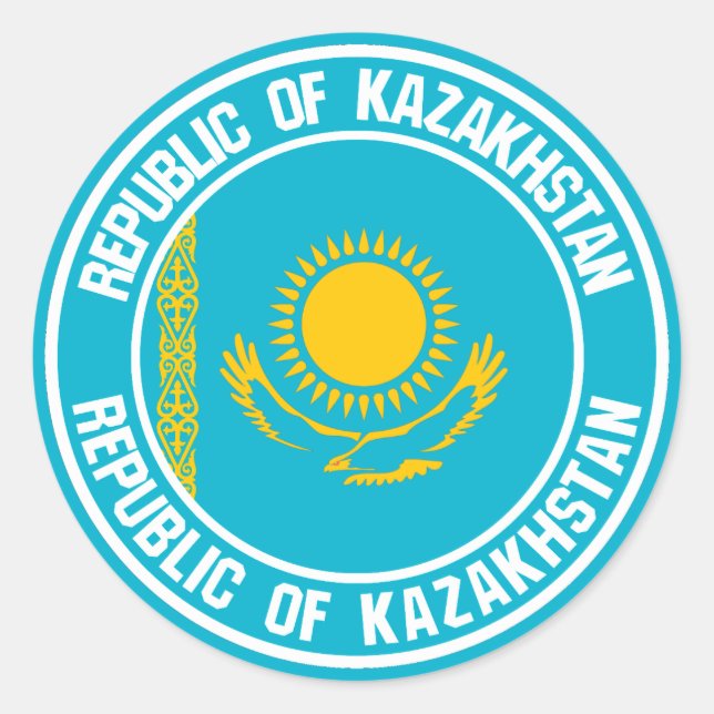 Sticker Rond Emblème de la ronde du Kazakhstan (Devant)